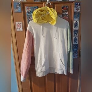 Colorblock pink green yellow hoodie